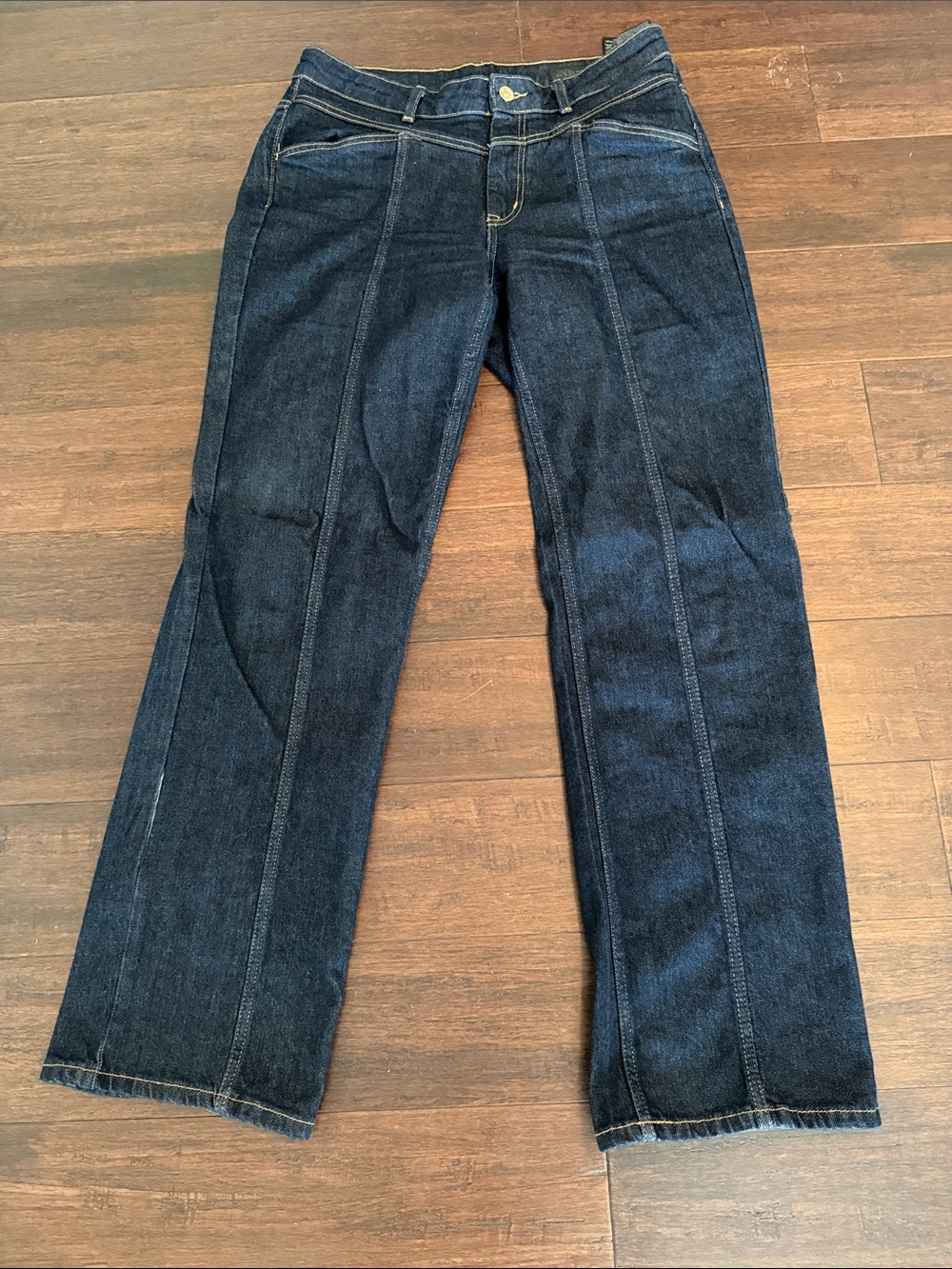 Zara Dark Blue Flare Jeans with Front Seam Detail